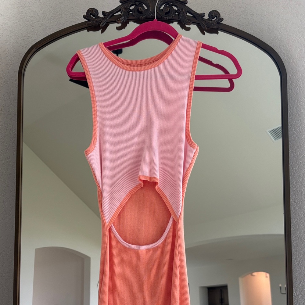 Amazon Pink and Orange Sleeveless Dress